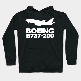 Boeing B737-200 Silhouette Print (White) Hoodie